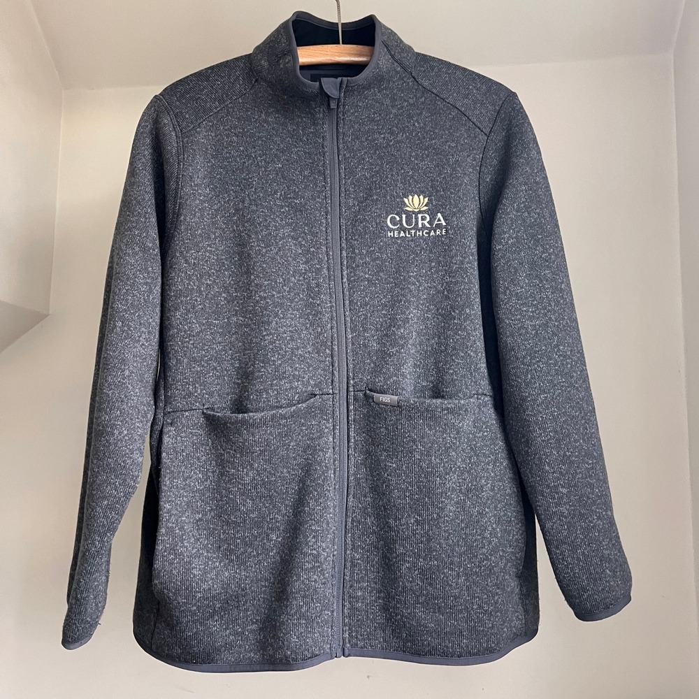 FIGS On-Shift Sweater‎ Knit Jacket Healthcare Zip Up Fleece Grey Size XXL